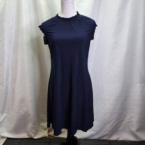 Annalee + Hope Navy Blue Ruffle Sleeveless Shift Dress Size Large